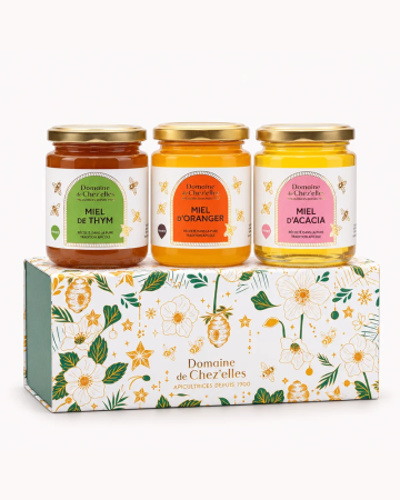 Coffret de miels gourmands idée cadeau - Domaine de Chezelles
