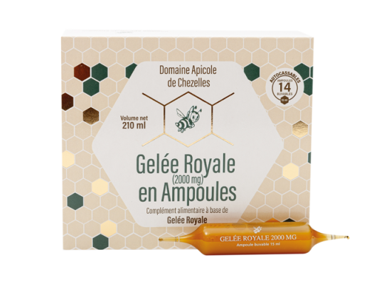 La boite de 14 ampoules de 15 ml gelée royale en ampoule